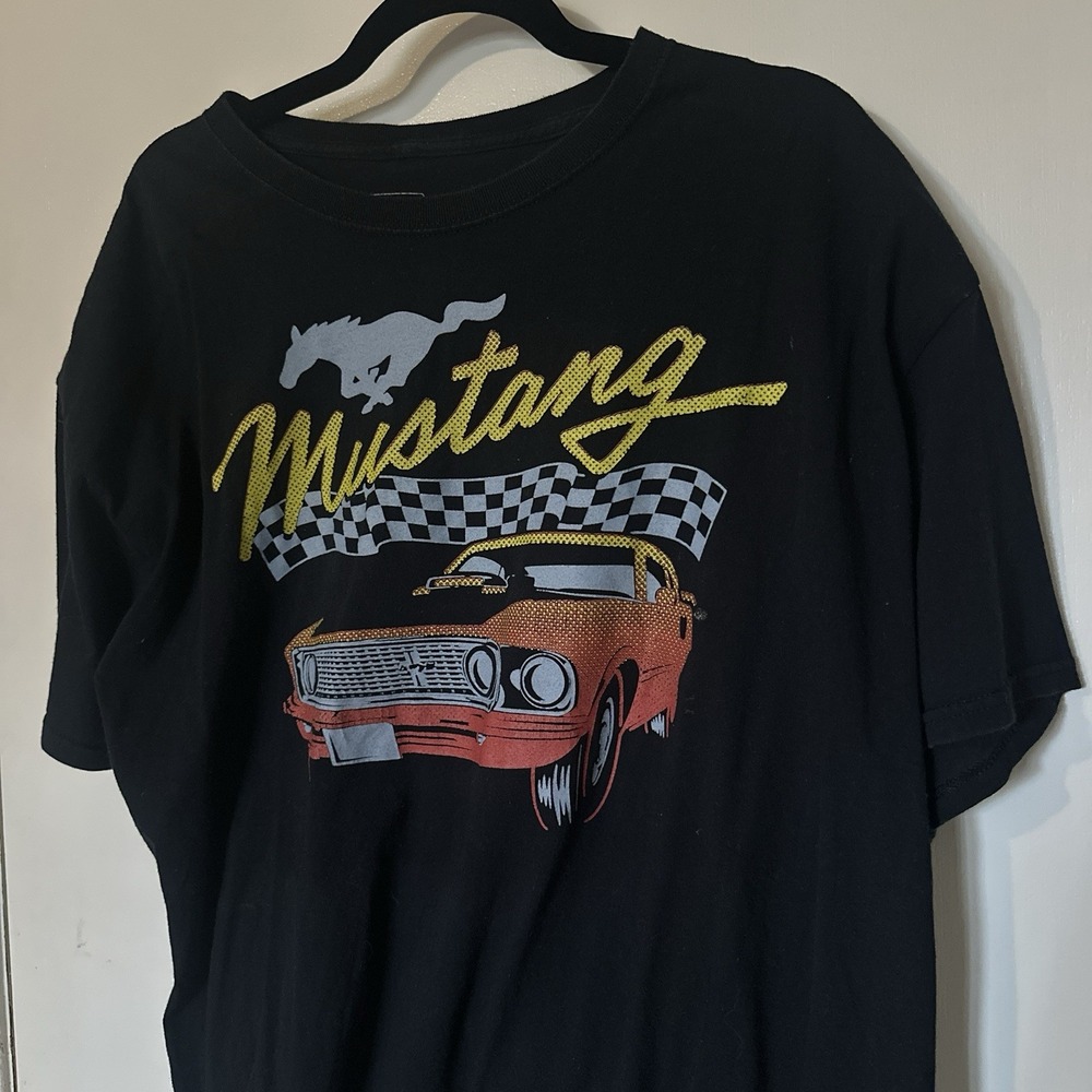 Ford Mustang Shirt Men's XL Black Short Sleeve Graphic Print Retro EUC - Picture 2 of 4